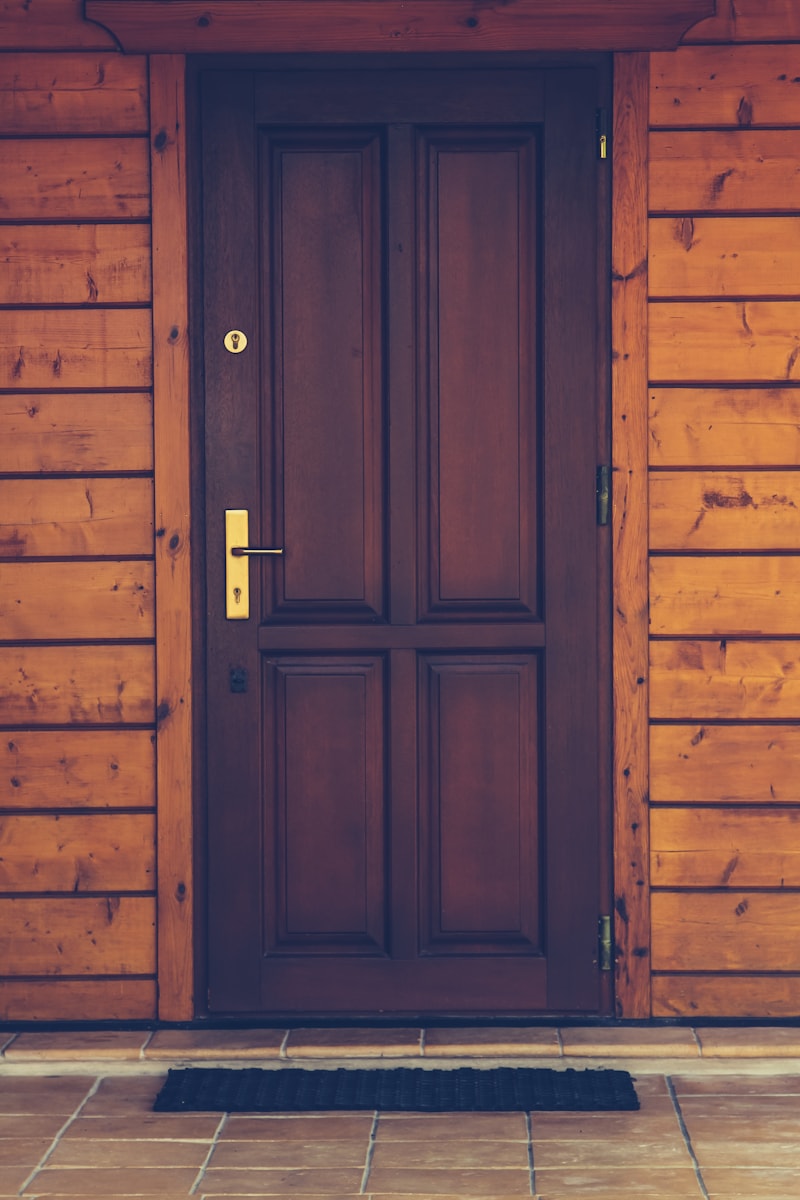 Porte d'entrée en bois à panneaux